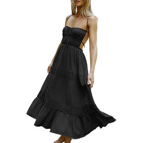 VIUTIL Womens Summer Backless Flowy Dress Clothes Sexy Beach Long Dress with Pockets 2024