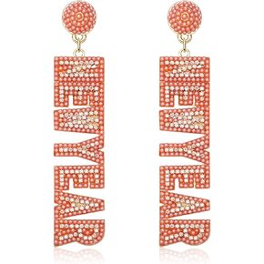 Happy New Year Earrings for Women Beaded Holiday Earrings Rhinestone NEW YEAR Letter Dangle Earrings 2024 New Year's Eve Festive Party Jewelry Gifts