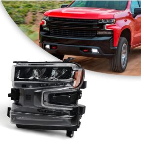 FIONE LED Headlight Assembly Compatible with Chevy Silverado 1500 2019 2020 2021 Left Driver Side LH ONLY FIT FOR LED VERSION MODEL