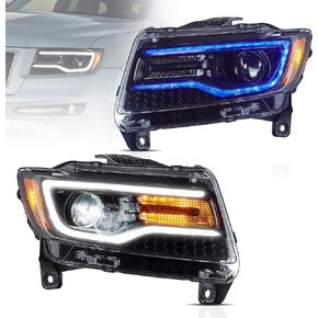 VLAND Headlights For Jeep Grand Cherokee WK2 2011 2012 2013 4th Gen (Fourth Generation WK2), Chrome Lens, NOT For Xenon Models