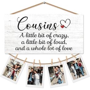 Cousins Gifts Picture Frame Photo Holder for Wall, Cousin Gifts for Women Men, Best Cousin Gifts, Gifts for Cousins Female Male, Funny Cousins Gifts Hanging Photo Display