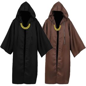 Long Cloak with Necklace Hip Hop Outfit Friar Monk Robe Knight Wizard Cape Halloween Costume Adult Teens Party Props in Saudi Arabia