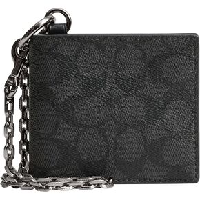 COACH Men's Billfold Wallet with Chain Canvas, Charcoal Signature, One Size