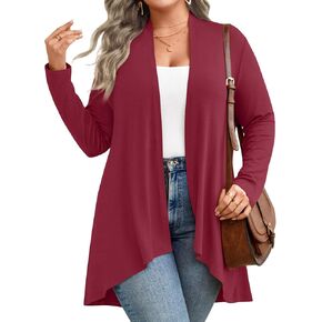 Anymiss Womens Plus Size Cardigan 2025 Spring Lightweight Jacket Summer Long Sleeve Draped Cover up
