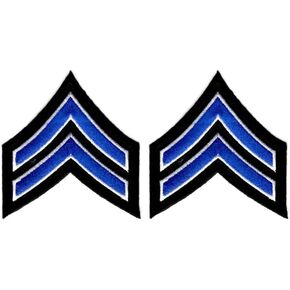 Uniform Chevrons - Royal/White on Black - 3-inch Wide - Corporal - Pair