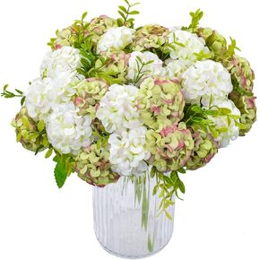 XONOR 4 Packs Artificial Silk Hydrangea Fake Bridal Bridesmaid Flower Bouquet for Wedding Party Home Decoration, 10 Head, 36cm (Green)