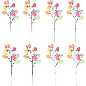 LUOZZY 8pcs Easter Egg Picks Artificial Easter Eggs Branches Flower Picks Fake Eggs Bouquet for Spring Easter Party Garden Yard Home Vase Decor