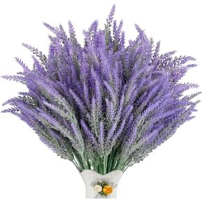 8 Bundles Lavender Artificial Plants Outdoor, Fake Lavender Artificial Flowers for Home Decor, Faux Plastic Purple Plants for Kitchen Garden Patio Porch Window Box Decoration in Saudi Arabia