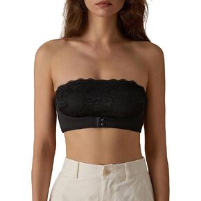 SHARICCA Lace Strapless Bras for Women Front Clourse Wireless Bandeau Bra Seamless Tube Top Bra