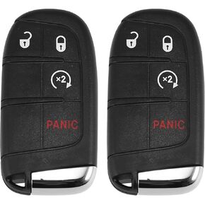 X AUTOHAUX 2pcs 433MHz 46 Chip M3N40821302 Replacement Keyless Entry Remote Car Key Fob for Jeep Grand Cherokee 2014-2022 for Dodge Durango 2014-2022 4 Buttons with Door Key
