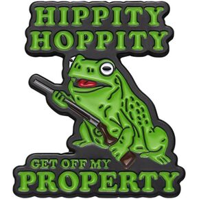 HIPPITY HOPPITY GET OFF MY PROPERTY Enamel Pin Funny Cartoon Frog Brooch Animal Badge for Backpacks Clothing Bags Jackets Hats Jewelry Gifts, Green