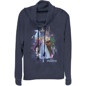 Disney Frozen 2 Group Cloud Women's Long Sleeve Cowl Neck Pullover