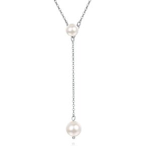 PRAYMOS Pearl Necklace for Women Sterling Silver Simple Fashion Trendy Dainty Pearl Necklace Long Pearls Necklace Pearl Jewelry Gifts …