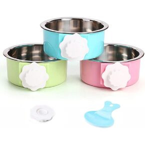 Luck Dawn Crate Dog Bowl, Stainless Steel Removable Hanging Food Water Bowl Crate Coop Cup,Pet Cage Bowls with Bolt Holder for Dog, Puppy, Cat, Rabbit, Bird,Small Animals