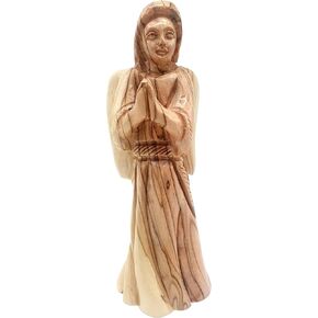 Zuluf Guardian Angel Statue 7.2" - Hand-Carved Bethlehem Olive Wood Christian Sculpture, Holy Land Catholic Home Decor, Baptism Gift (ANG012)
