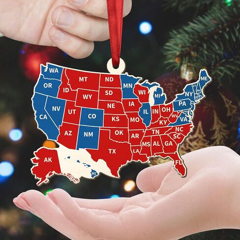 2024 Presidential Election Map Ornament - Political Christmas Ornament - Election 2024 Gift - Red and Blue United States Map Ornament Ideas - 2024 Unique Keepsake in Saudi Arabia