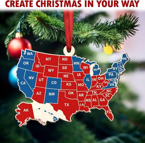 2024 Presidential Election Map Ornament - Political Christmas Ornament - Election 2024 Gift - Red and Blue United States Map Ornament Ideas - 2024 Unique Keepsake in Saudi Arabia