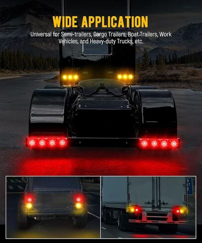 Partsam 2Pcs 4 Inch Round LED Trailer Lights Yellow/Amber Lotus Pattern with Strobe Function Warning Turn Signal Running Tail Light Lamps Chrome Bezel Waterproof Connector 12V IP65 in Kuwait