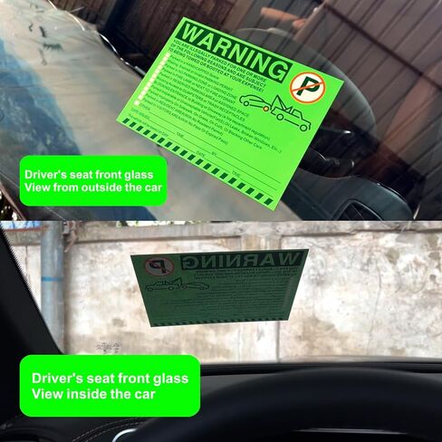 ملصقات تحذيرية لوقوف السيارات غير القانوني - إشعارات انتهاك مواقف السيارات باللون الأخضر النابض بالحياة - لاصق الصقها وانسىها - 50 قطعة من ملصقات انتهاك مواقف السيارات الخاصة لنوافذ السيارات - مقاس 5.5 × 7.5 بوصة. in Kuwait