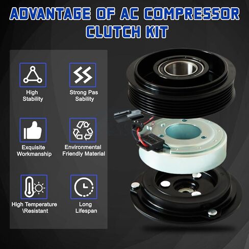 1set 198342 AC Compressor Clutch Kit 6513151 DG1Z197003A Air Conditioning Compressor Clutch Kit Replacement for 2013-2019 Explorer 3.5L 3496CC Pulley Bearing Coil in Saudi Arabia