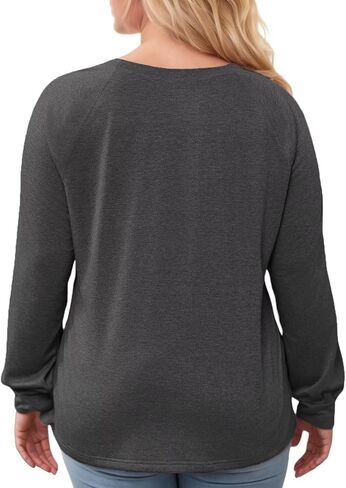 ROSRISS Womens-Plus-Size-Tops Trendy Pleated Long Sleeve Shirts Casual Loose Fit Crewneck Tunics Cute Dressy Blouses XL-5XL in Kuwait