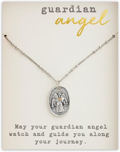 DEMDACO Guardian Angel Wing Heart Silver Gold Plated One Size Brass Metal Charm Necklace in Saudi Arabia
