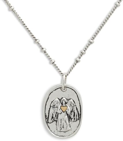 DEMDACO Guardian Angel Wing Heart Silver Gold Plated One Size Brass Metal Charm Necklace in Saudi Arabia