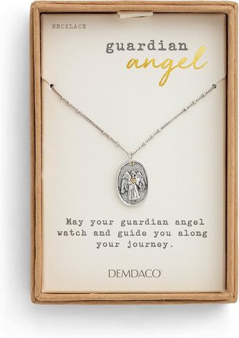 DEMDACO Guardian Angel Wing Heart Silver Gold Plated One Size Brass Metal Charm Necklace in Saudi Arabia