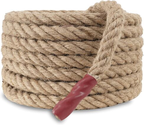 Natural Jute Manila Rope, Twisted 4 Strand Fiber Hemp Rope for Sports, Decor, Pet Toys, Crafts, Tug of War, Fitness, Indoor Outdoor Use, (1/2" x 49 ft) in Kuwait