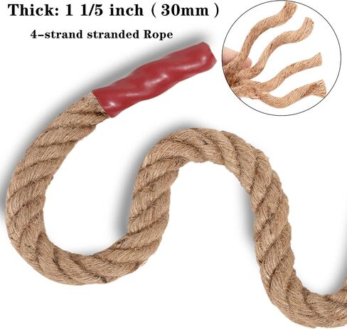 Natural Jute Manila Rope, Twisted 4 Strand Fiber Hemp Rope for Sports, Decor, Pet Toys, Crafts, Tug of War, Fitness, Indoor Outdoor Use, (1/2" x 49 ft) in Kuwait