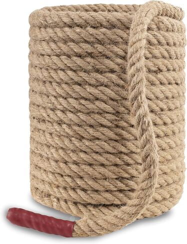 Natural Jute Manila Rope, Twisted 4 Strand Fiber Hemp Rope for Sports, Decor, Pet Toys, Crafts, Tug of War, Fitness, Indoor Outdoor Use, (1/2" x 49 ft) in Kuwait