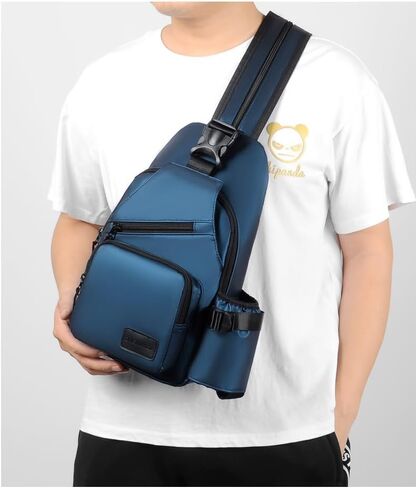 Convertible Anti-theft USB Port Sling Bag with Bottle Holder, Travel Hidden Zipper Crossbody Chest Shoulder Backpack (Black) in Saudi Arabia