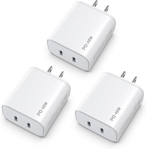 2Pack 40W USB C Charger Block, iGENJUN Dual USB-C Port Power Adapter - Phone Charger with Fast Charging Capability, Type C Wall Charger for iPhone 16/16 Pro Max/15/14, Galaxy, iPad, Tablet - White in Kuwait