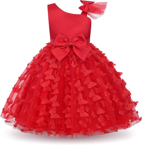 Uhnice Flower Girl Dress Floral Butterfly Tulle Tutu Bowknot for Wedding Birthday Party in Saudi Arabia