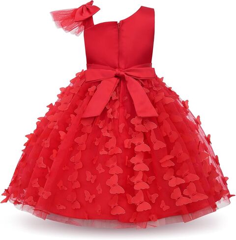 Uhnice Flower Girl Dress Floral Butterfly Tulle Tutu Bowknot for Wedding Birthday Party in Saudi Arabia