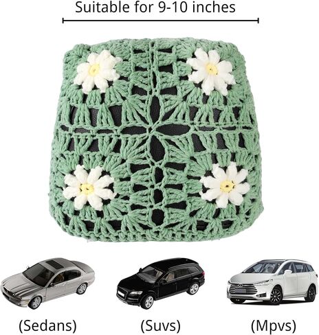 Crochet Seat Headrest Cover, Car Seat Pillow Protector, Cute Daisy Car Accessories for Women, Universal Seat Cover Boho Car Decor Fit Sedans,SUVs,Trucks-2 Packs (Blue-White Daisy) in Saudi Arabia