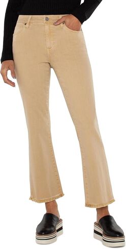 Liverpool Women's Hannah Mid-Rise Crop Flare with Fray Hem Stretch Denim in Kuwait