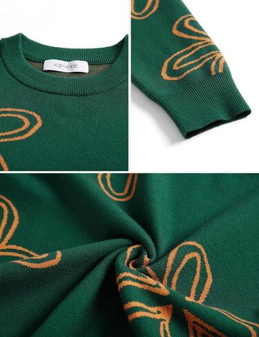 Women's Sweater Stretch Cable Knit Pullover Top Floral Crewneck Winter in Saudi Arabia