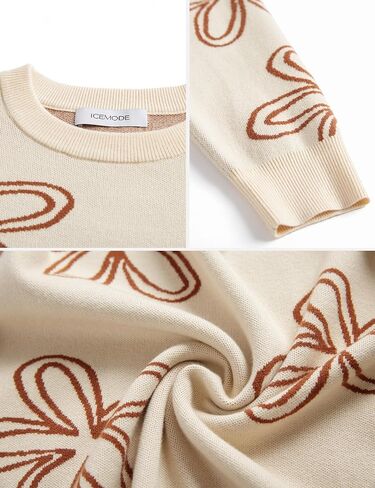 Women's Sweater Stretch Cable Knit Pullover Top Floral Crewneck Winter in Saudi Arabia