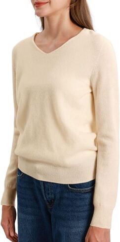 Amazhiyu Womens 100% Wool Pullover Sweaters Knit V Neck Long Sleeve Casual Tops in Saudi Arabia