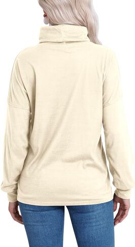 Ezcosplay Women Cowl Neck Sweatshirt Casual Long Sleeve Pullovers Shirt Drawstring Sport Loose Tops in Saudi Arabia