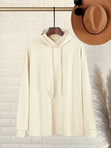Ezcosplay Women Cowl Neck Sweatshirt Casual Long Sleeve Pullovers Shirt Drawstring Sport Loose Tops in Saudi Arabia