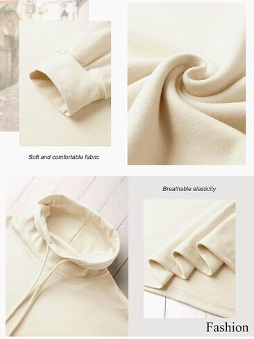 Ezcosplay Women Cowl Neck Sweatshirt Casual Long Sleeve Pullovers Shirt Drawstring Sport Loose Tops in Saudi Arabia