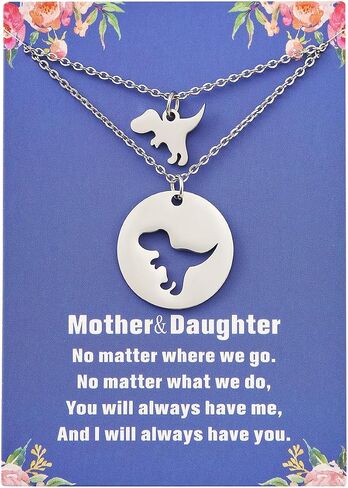 Mother Daughter Necklace Set of 2 Elephant/Bear/Duck/Wolf/Dinosaur Matching Necklaces Mother Daughter Gifts Mommy and Me Jewelry in Saudi Arabia