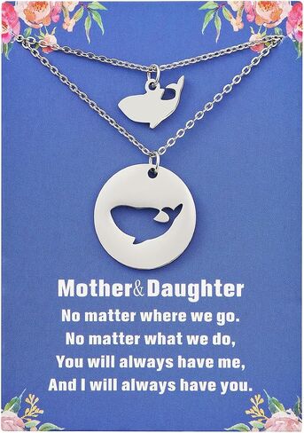 Mother Daughter Necklace Set of 2 Elephant/Bear/Duck/Wolf/Dinosaur Matching Necklaces Mother Daughter Gifts Mommy and Me Jewelry in Saudi Arabia