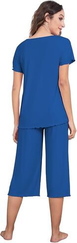 QUALFORT Bamboo Viscose Pajamas for Women Soft Capri Pants Loungewear S-3XL in Saudi Arabia