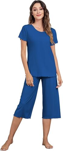 QUALFORT Bamboo Viscose Pajamas for Women Soft Capri Pants Loungewear S-3XL in Saudi Arabia