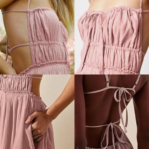 VIUTIL Womens Summer Backless Flowy Dress Clothes Sexy Beach Long Dress with Pockets 2024 in Saudi Arabia