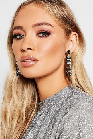 Happy New Year Earrings for Women Beaded Holiday Earrings Rhinestone NEW YEAR Letter Dangle Earrings 2024 New Year's Eve Festive Party Jewelry Gifts in Kuwait