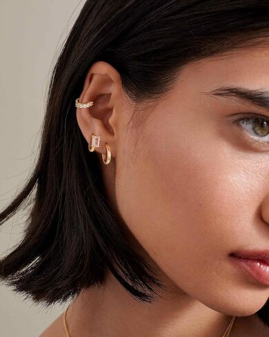 Gold Hoop Earrings Set for Women, 14K Gold Plated Huggie Hoop Earring Hypoallergenic Open Lightweight Earrings Cubic Zirconia Cartilage Tiny Earrings Jewelry for Women Gift in Saudi Arabia